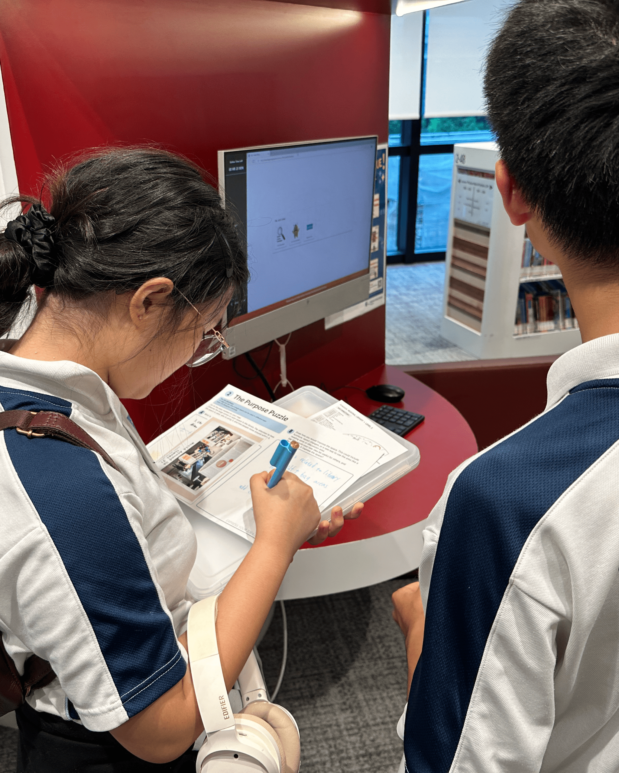 Students conducting user analysis during a learning journey as part of a design thinking workshop